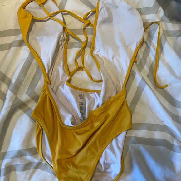 VS PINK Yellow Open Back One Piece Bikini - Picture 4 of 6